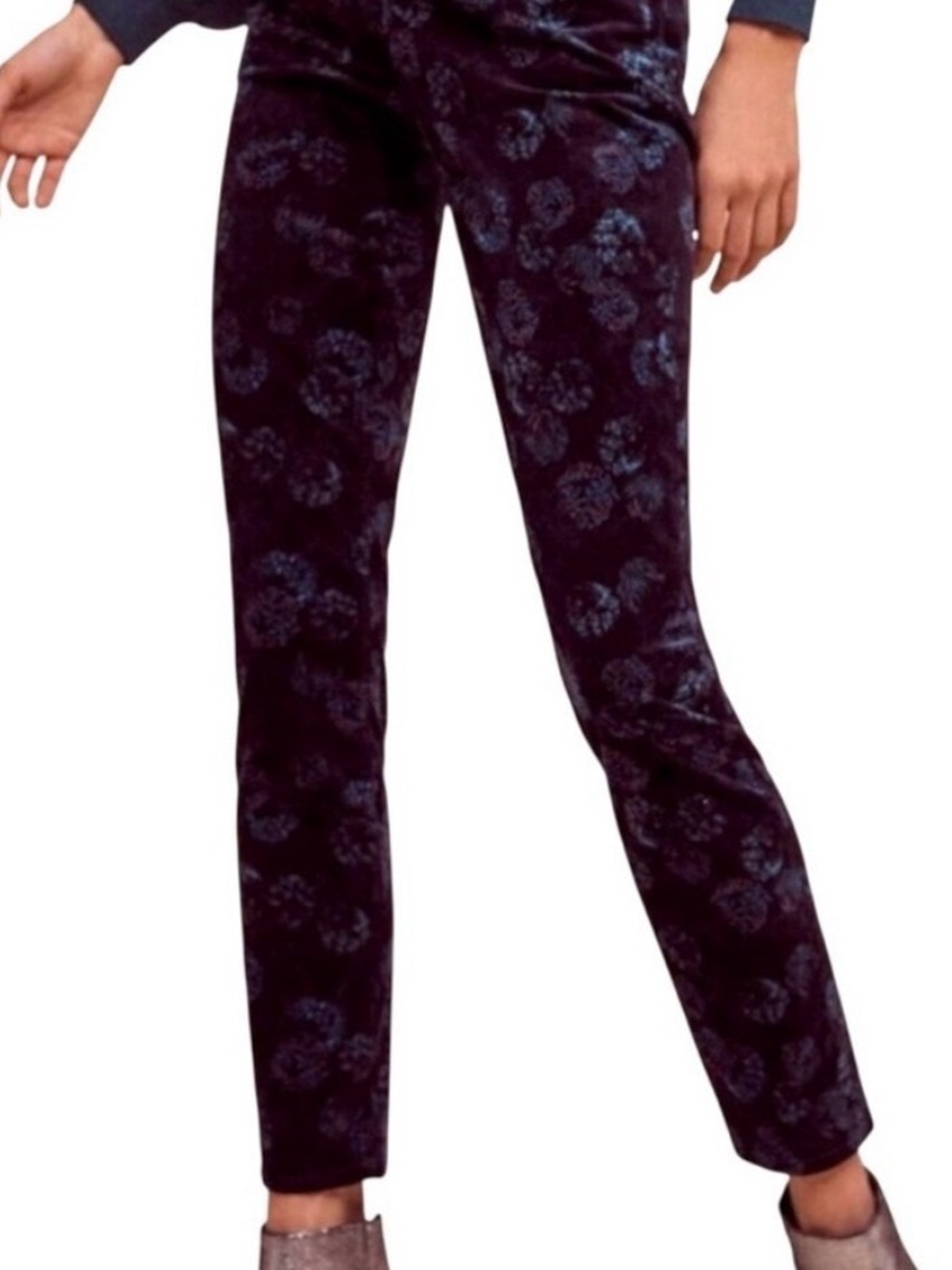 Anthropologie Pilcro Letterpress Dark Floral Velvet Skinny Jeans 28